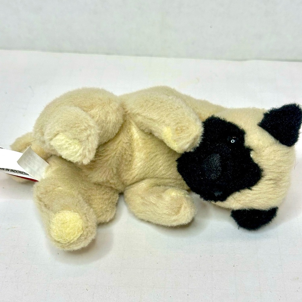 Realistic Douglas Cuddle Pug Plush Stuffed Animal 6 inches Tan Black Curly Tail